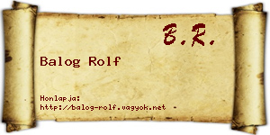 Balog Rolf névjegykártya