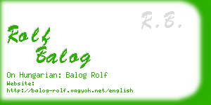 rolf balog business card